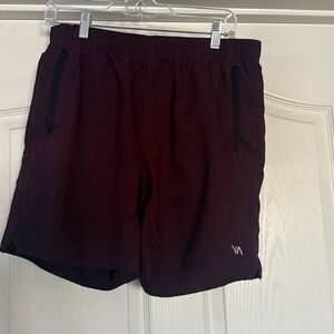 RVCA Burgundy Shorts with Black Details
